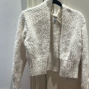 Super cute fuzzy white cardigan, size small, LA hearts